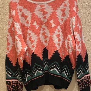 Aldo Martins Rent The Runway Geometric Patterned Sweater - Coral and Black